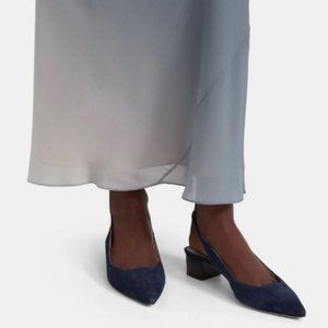 THEORY Navy pump Block heel - slingback style suede shoes